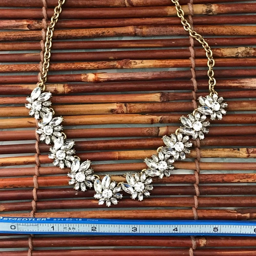 J Crew Glitzy Rhinestone Gold Tone Necklace
